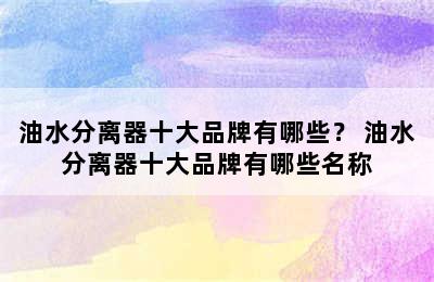 油水分离器十大品牌有哪些？ 油水分离器十大品牌有哪些名称